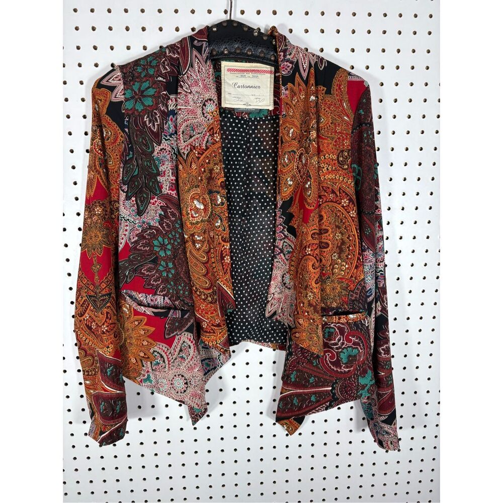 Cartonnier Filipina draped open blazer size XS